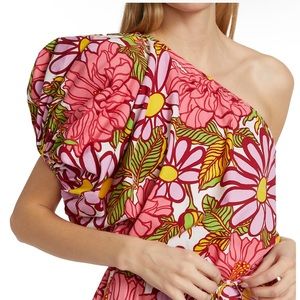 SWF Floral one shoulder puff sleeve maxi dress